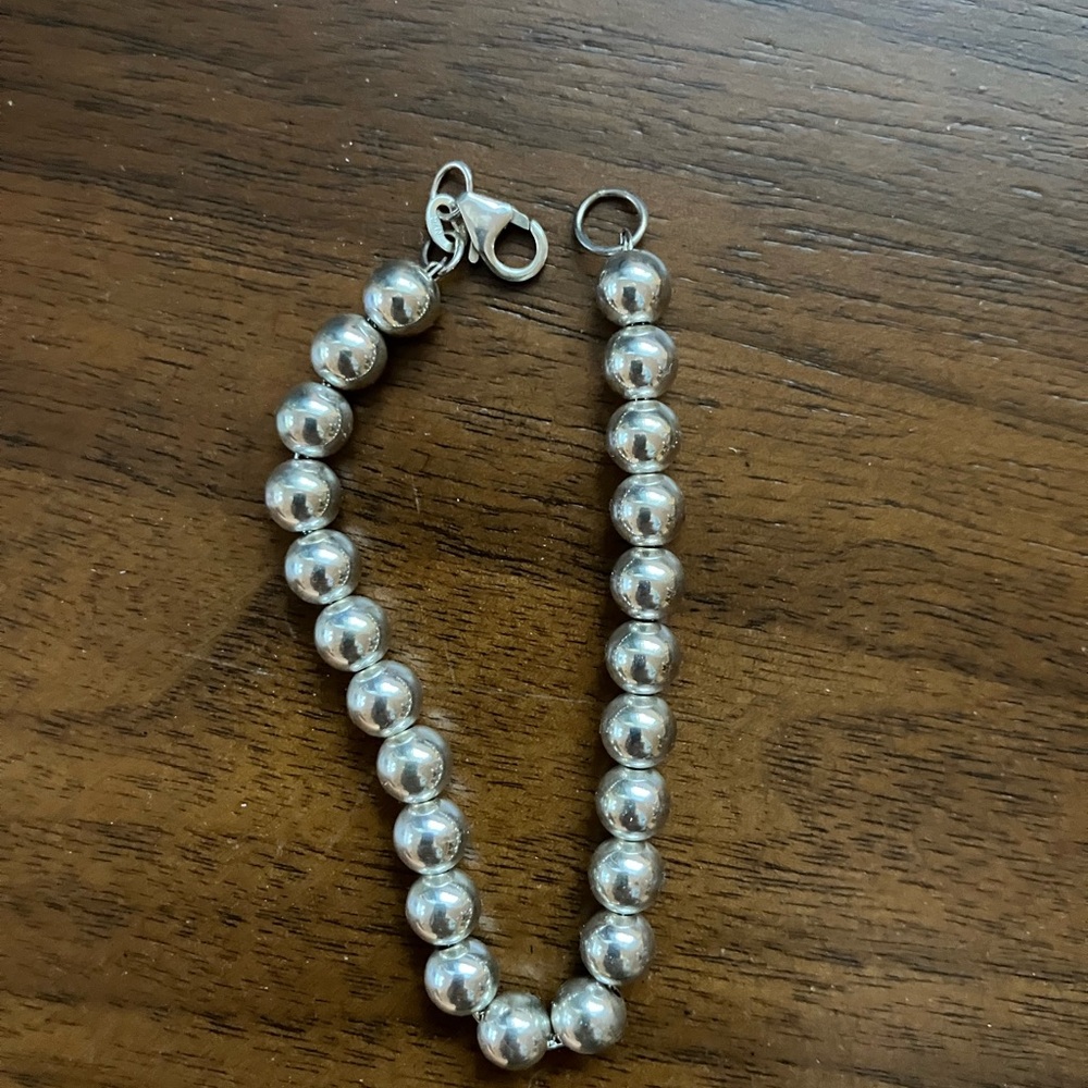 Elegant Sterling Silver Beaded Bracelet